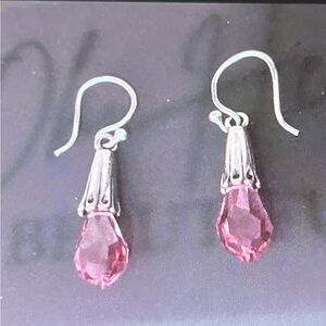 Sterling Silver Drop Dangle Earrings Pink